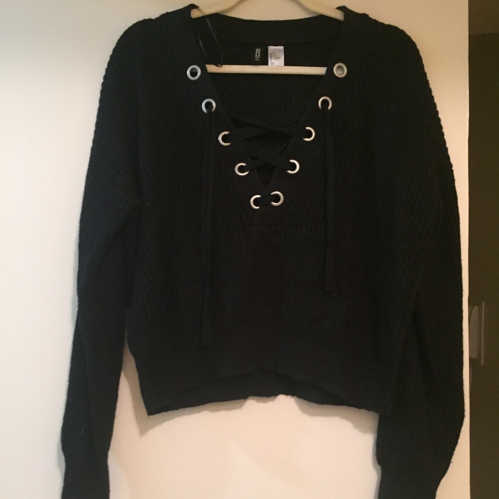 H&M DIVIDED Knit Sweater with Lace up Front